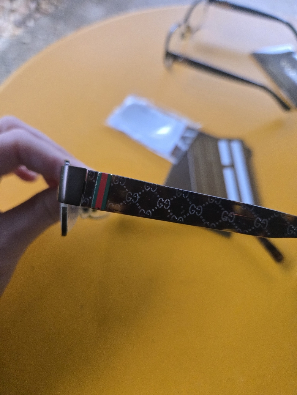 Gucci Signature Black Eyeglasses with Green-Red Stripe